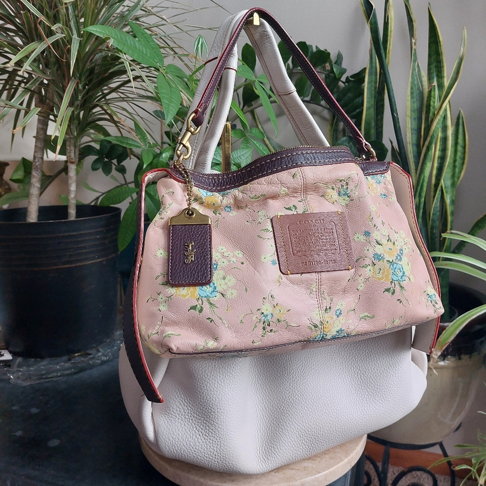 ๐คCoach 1941 Bandit 39 Chalk Hobo With Paraire Flower Saddle Print Inner Bag - Picture 14 of 15